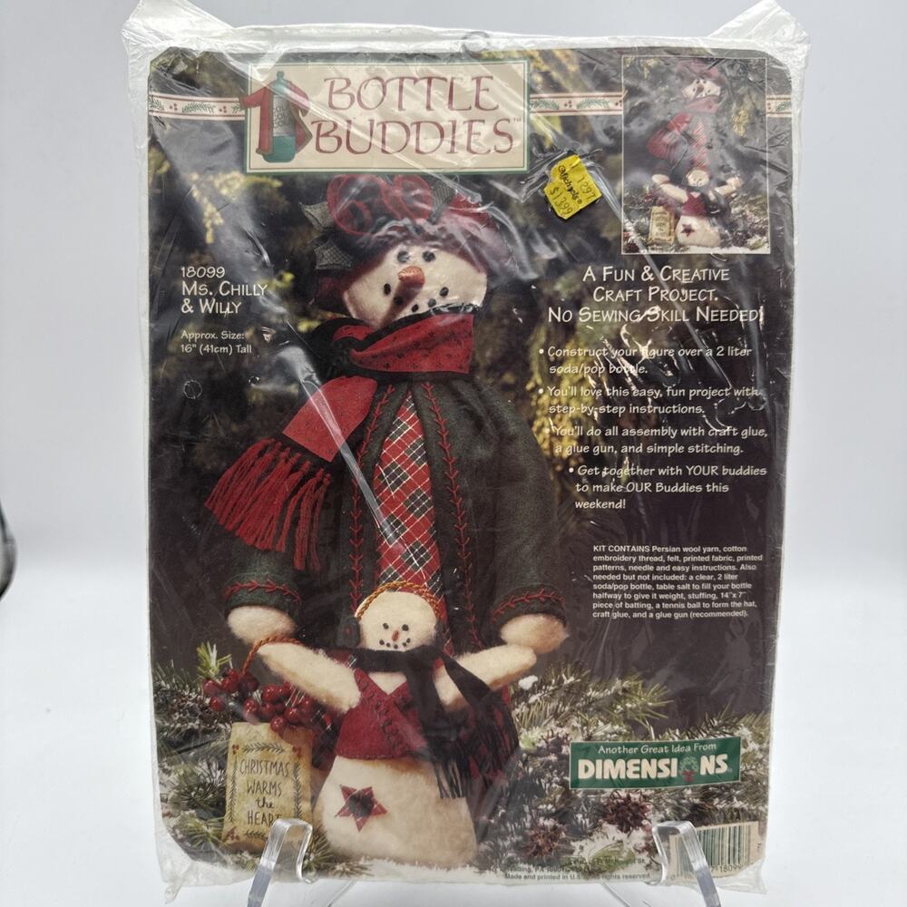 Dimensions Bottle Buddies 18099 Ms. Chilly & Willy Christmas Craft Kit NEW